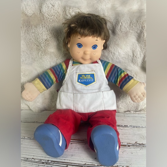 CLEANED Original 1985 Playskool‎ My Buddy Doll Shoes Carpenter Apron - Picture 1 of 14